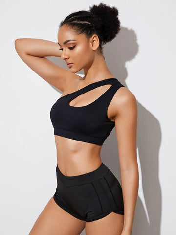 Sports bra one shoulder shockproof